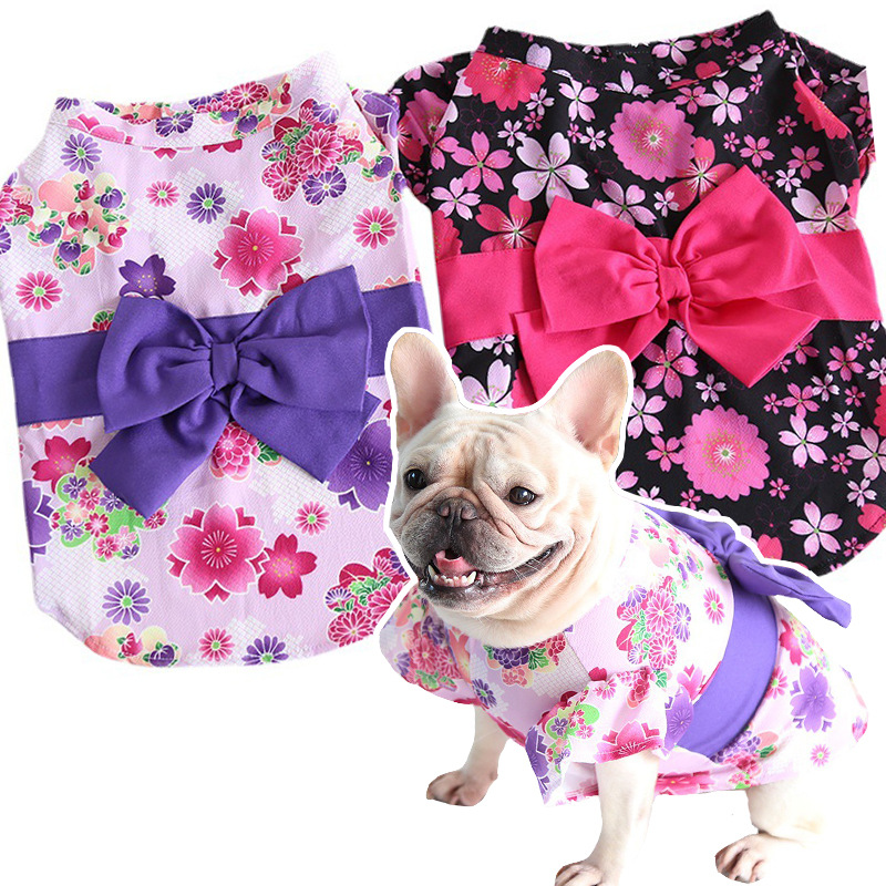 petstyle 法斗樱花丸菊和服 日式胖狗狗衣服加菲柯基英斗巴哥斗牛
