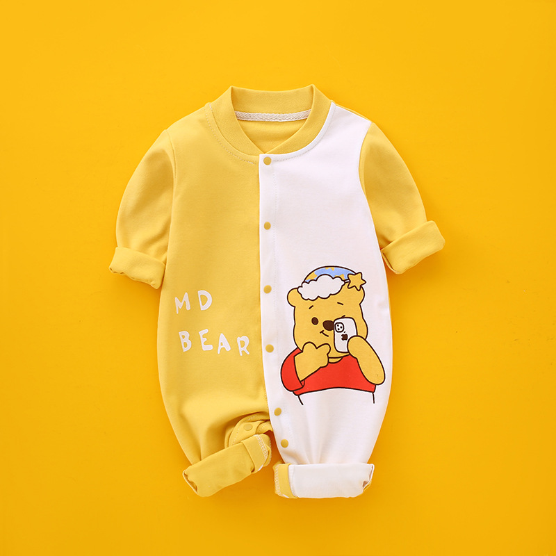 Baby Clothes Pure Cotton Spring and Autumn Men's and Women's Baby Jumpsuit Newborn Cute Super Cute Long Sleeve Outing Romper Thin