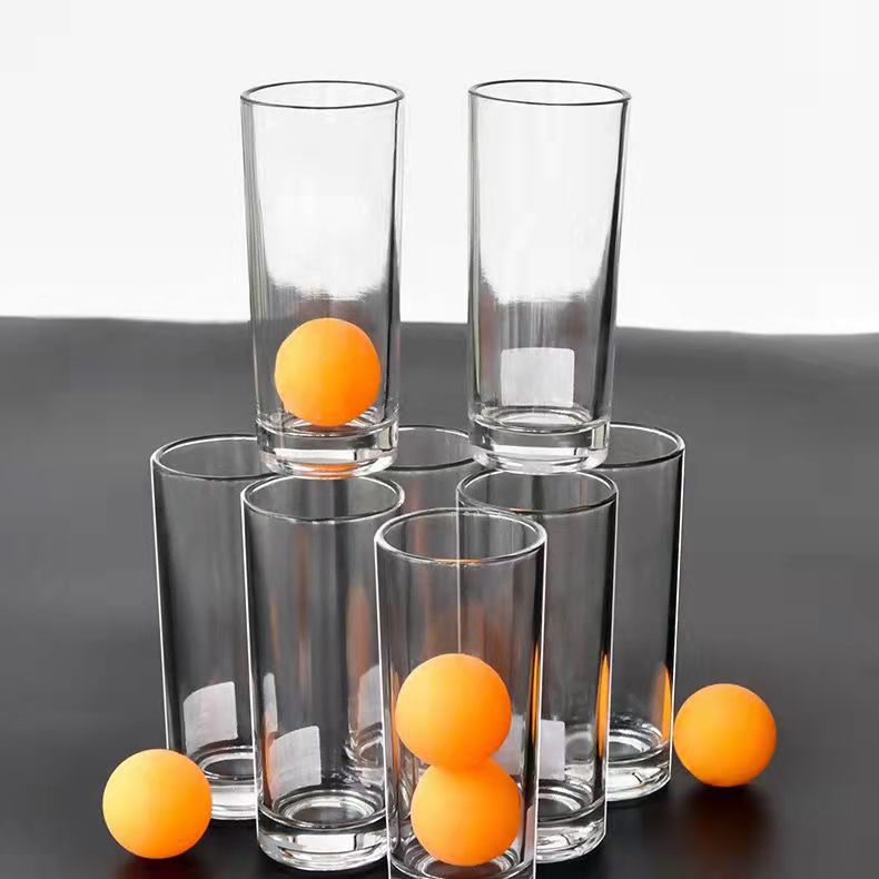 乒乓球游戏杯直筒玻璃杯水杯摆地摊球杯子投掷套圈游戏杯子饮料杯