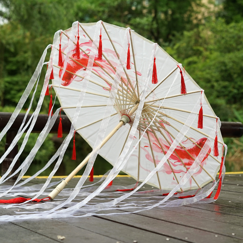 油纸伞古风流苏丝带伞仙气飘飘汉服伞摄影旅拍道具遮阳防晒防雨伞