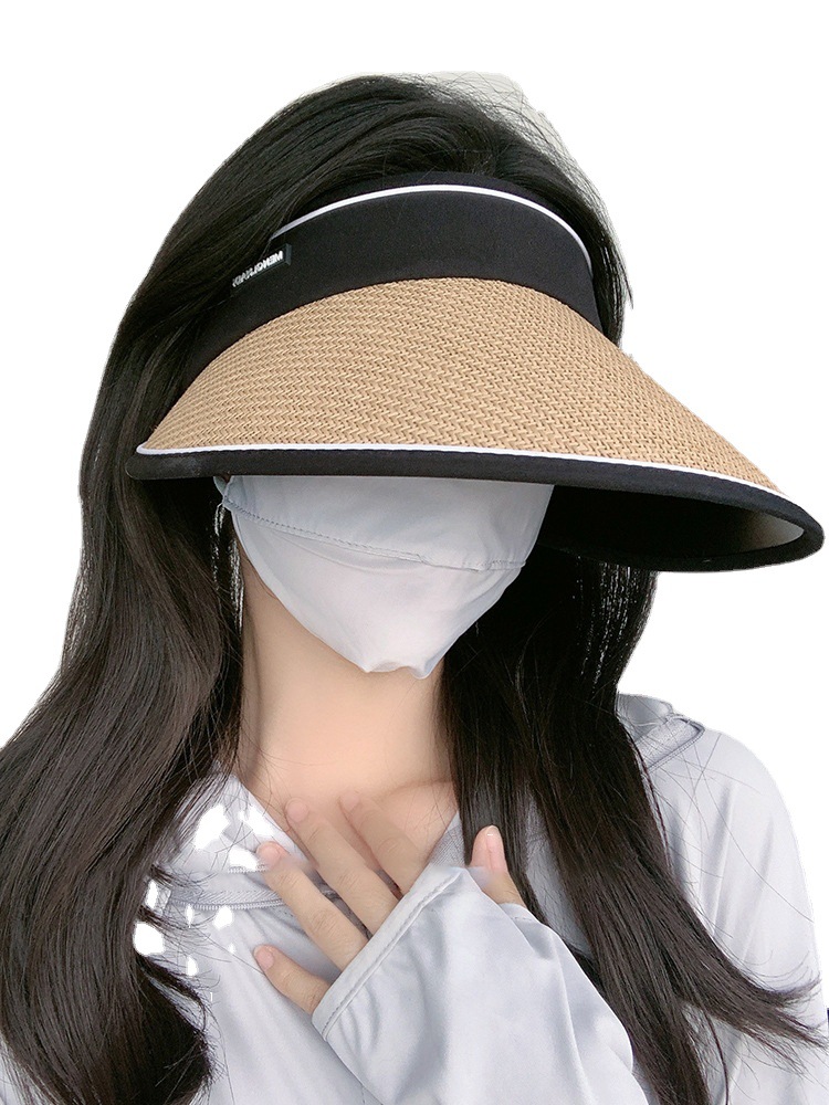 Sun Hat Female Summer Foldable UV Protection Cover Face Big Brim Straw Air Top Hat New Sun Protection Hat