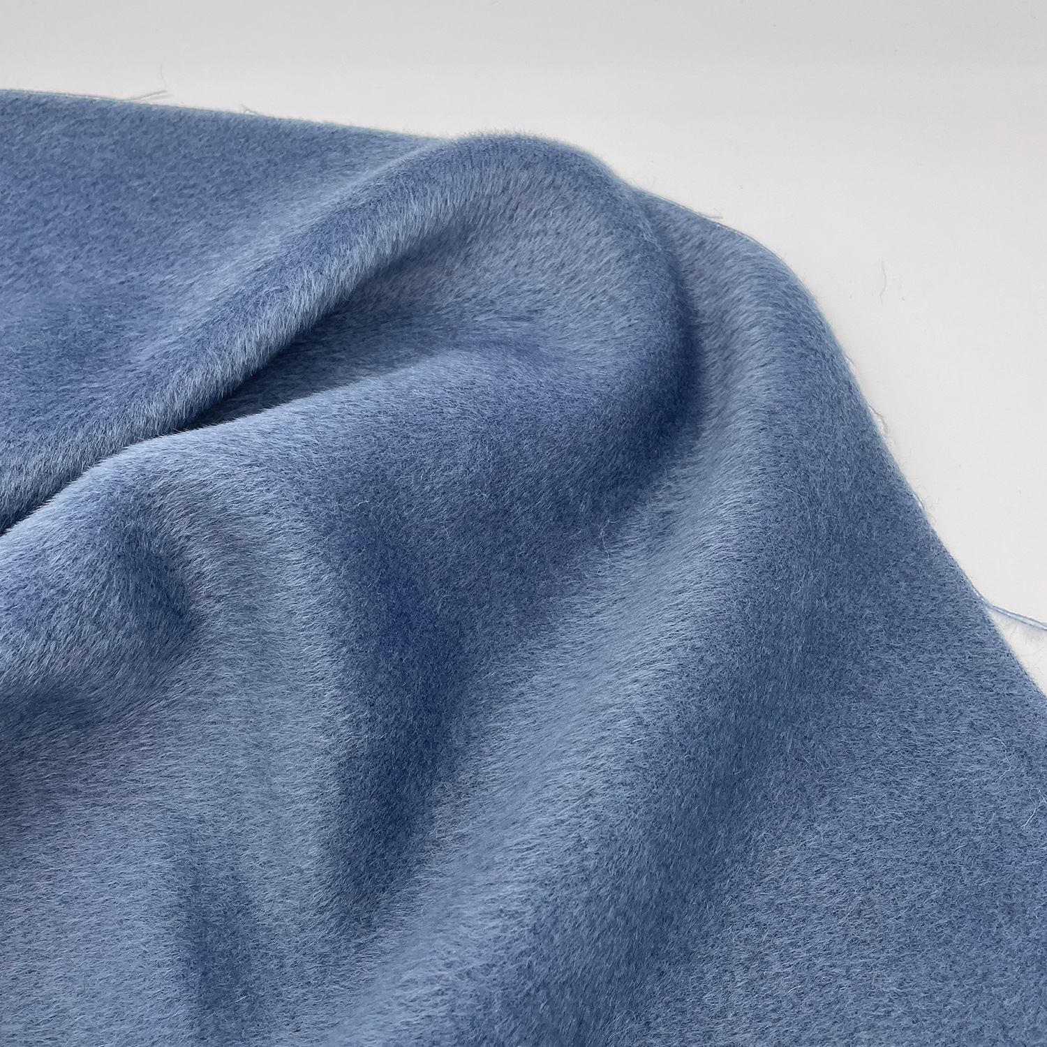 加厚纯色蔚蓝色顺毛羊绒羊毛大衣布料 秋冬外套风衣斗篷服装面料