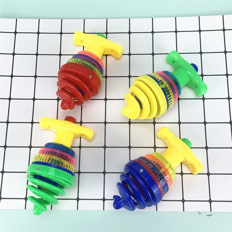 Children's Cool Colorful Flash Music Gyro Toy Winding Bouncing Rotating Sound and Light Gyro Toy Wholesale