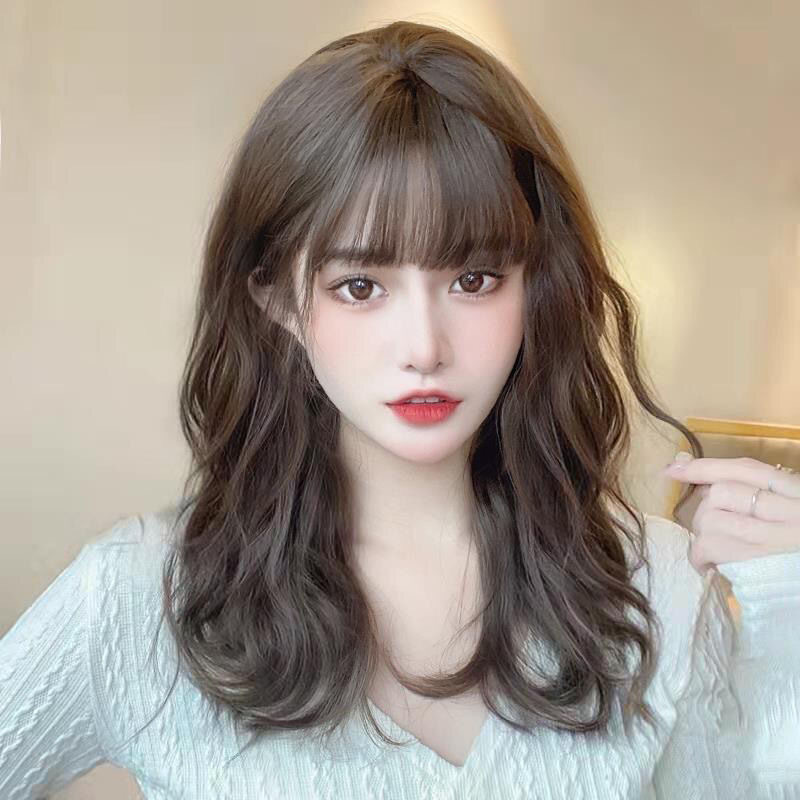 small curls short hair wig female natural head cover short curly hair shape age-reducing mid-length hair collarbone hairstyle wig sheath