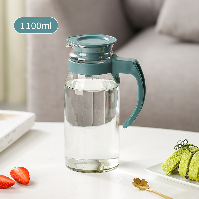 Household Large Capacity Glass Water Pitcher Heat Resistant Cold Water Jug Glass Cup Set Juice Jug Cool Water Pot 0415