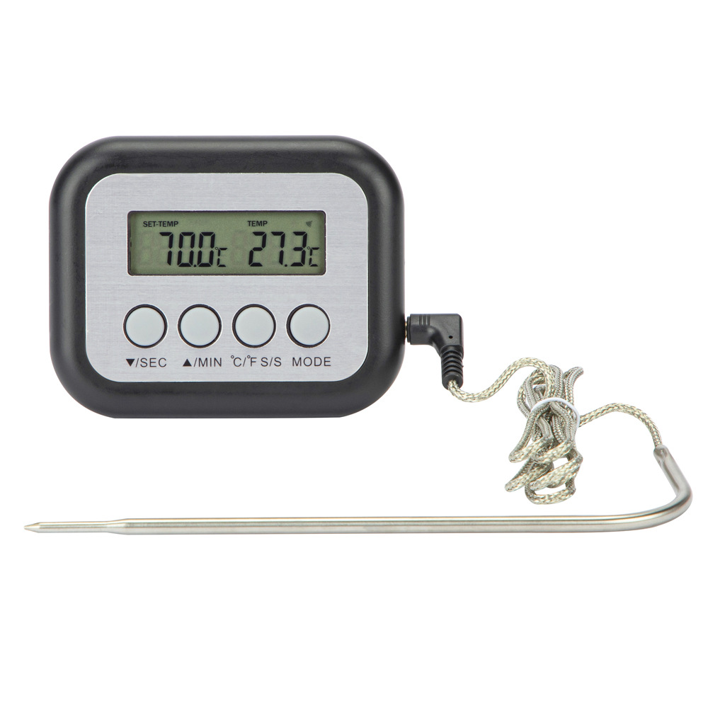 Electronic Digital Display Oven Barbecue Thermometer Fixed Temperature Timing Alarm Multifunctional Household Kitchen Food Thermometer