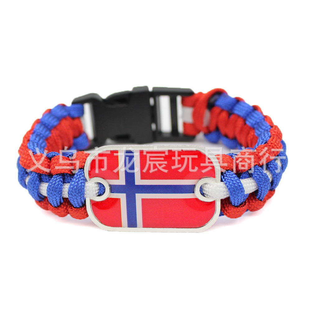 Supply World Cup National Flag Bracelet British National Flag Parachute Cord Woven Bracelet Outdoor Life-Saving Bracelet