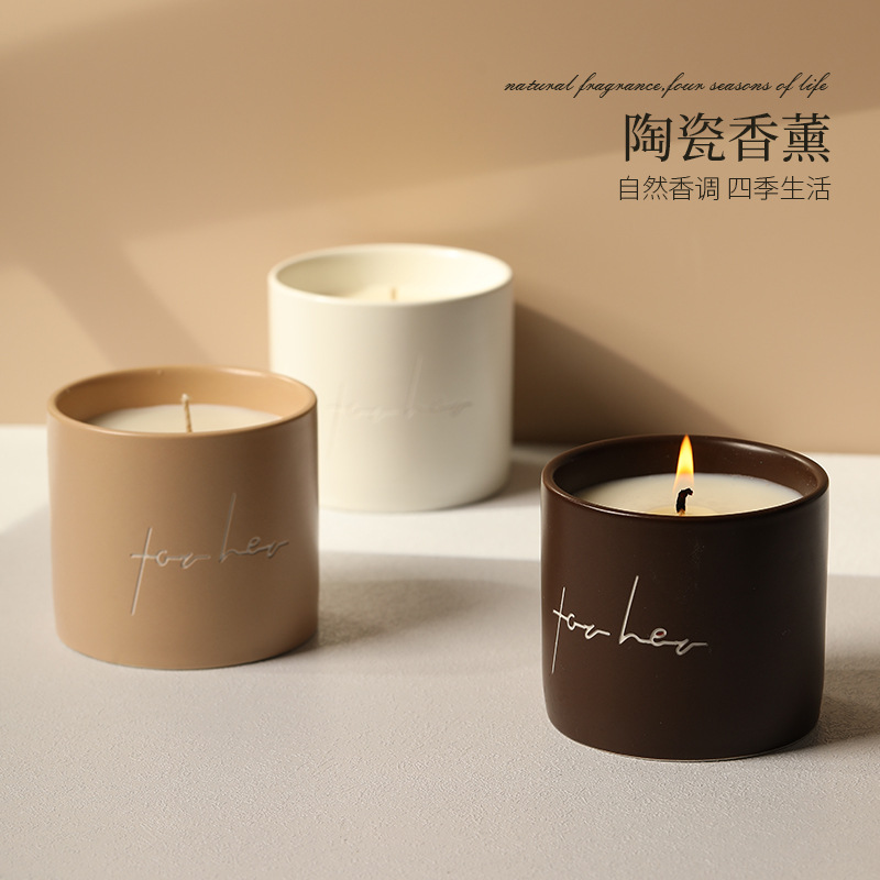 New Aromatherapy Candle Nordic Style Simple High Sense Bedroom Decoration Decoration Candle Cup Diffuse Soy Wax Fragrance