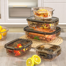 玻璃上班族饭盒密封分隔食品带盖子碗可微波炉加热水果当保鲜便饭
