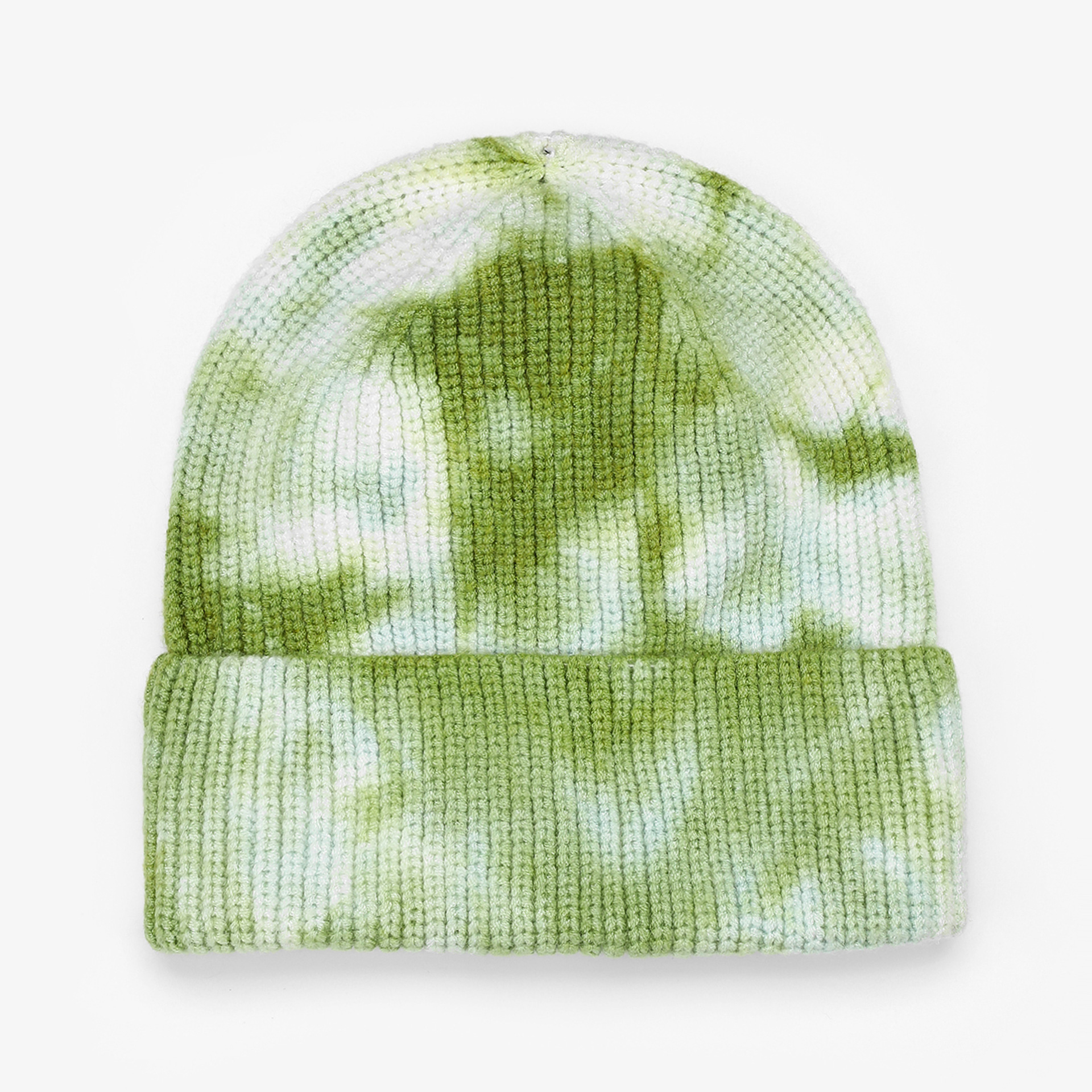 Cross-Border Gradient Color Tie-Dye Knitted Hat Outdoor Sports Mountain Climbing Trendy Thickening Earflaps Slipover Warm Wool Hat