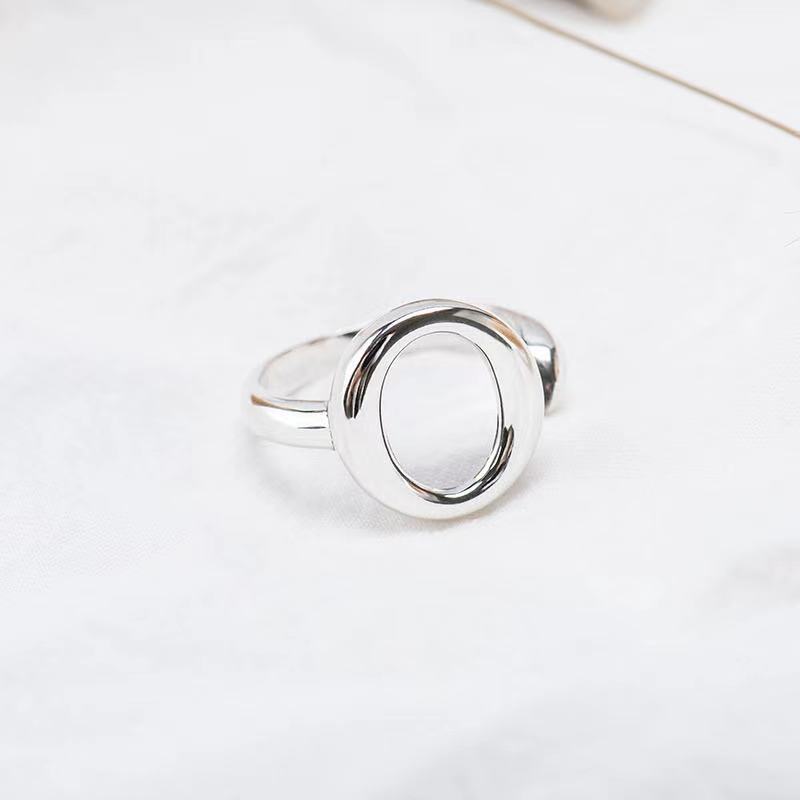 日韩s925银空心光面戒指女 o字形简约时尚百搭气质银饰一件代发