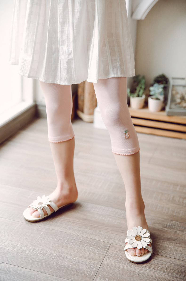 女童七分裤夏季薄款白色童装中小童女孩外穿洋气裤子棉儿童打底裤