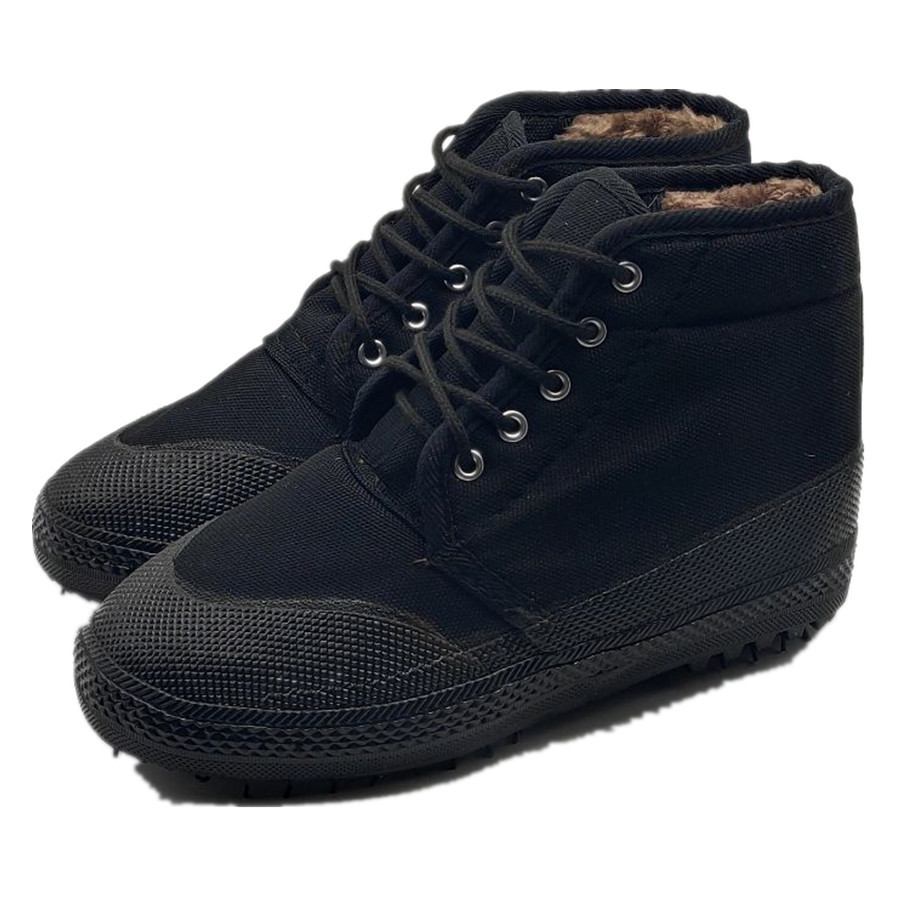 冬季加绒加厚林地迷彩劳保棉鞋男冷库作训防水黑色保暖解放鞋