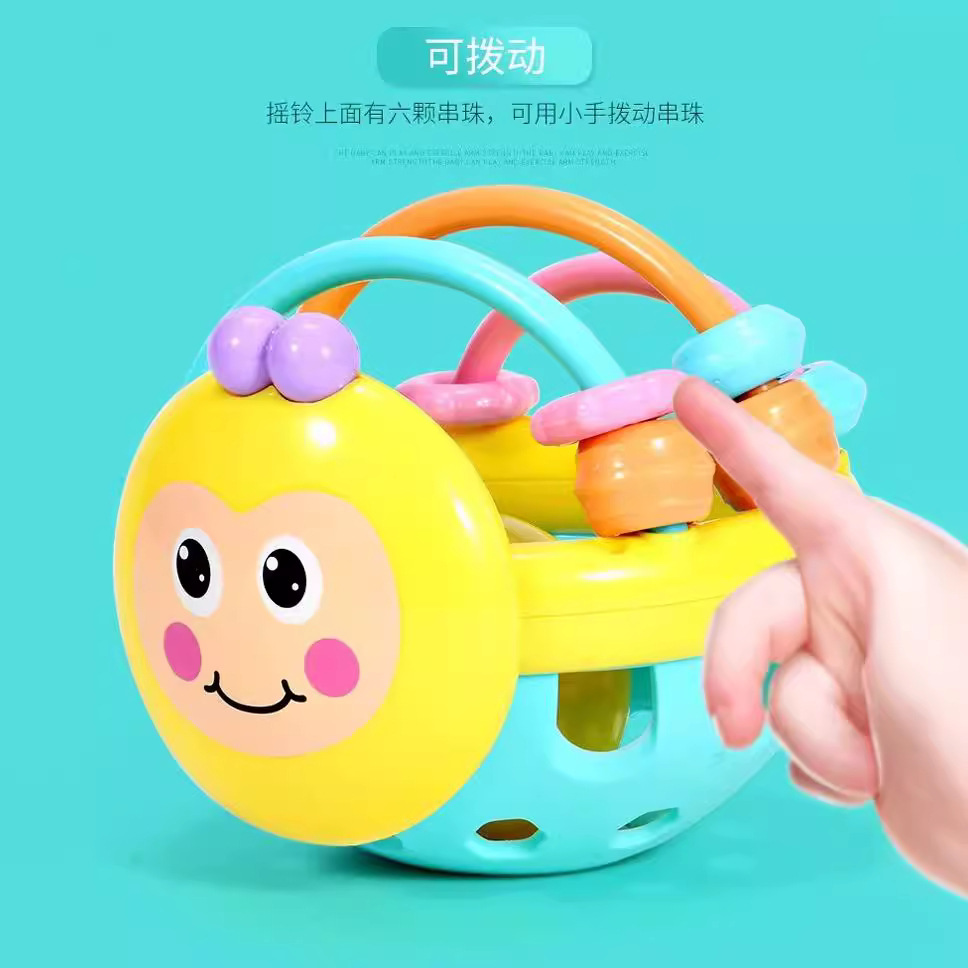 跨境婴儿手抓球儿童玩具0-3岁宝宝早教益智蜜蜂软牙胶手摇铃母婴