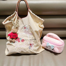 ball chain日本小众刺绣工厂直销尼龙大容量环保手提包收纳袋单肩
