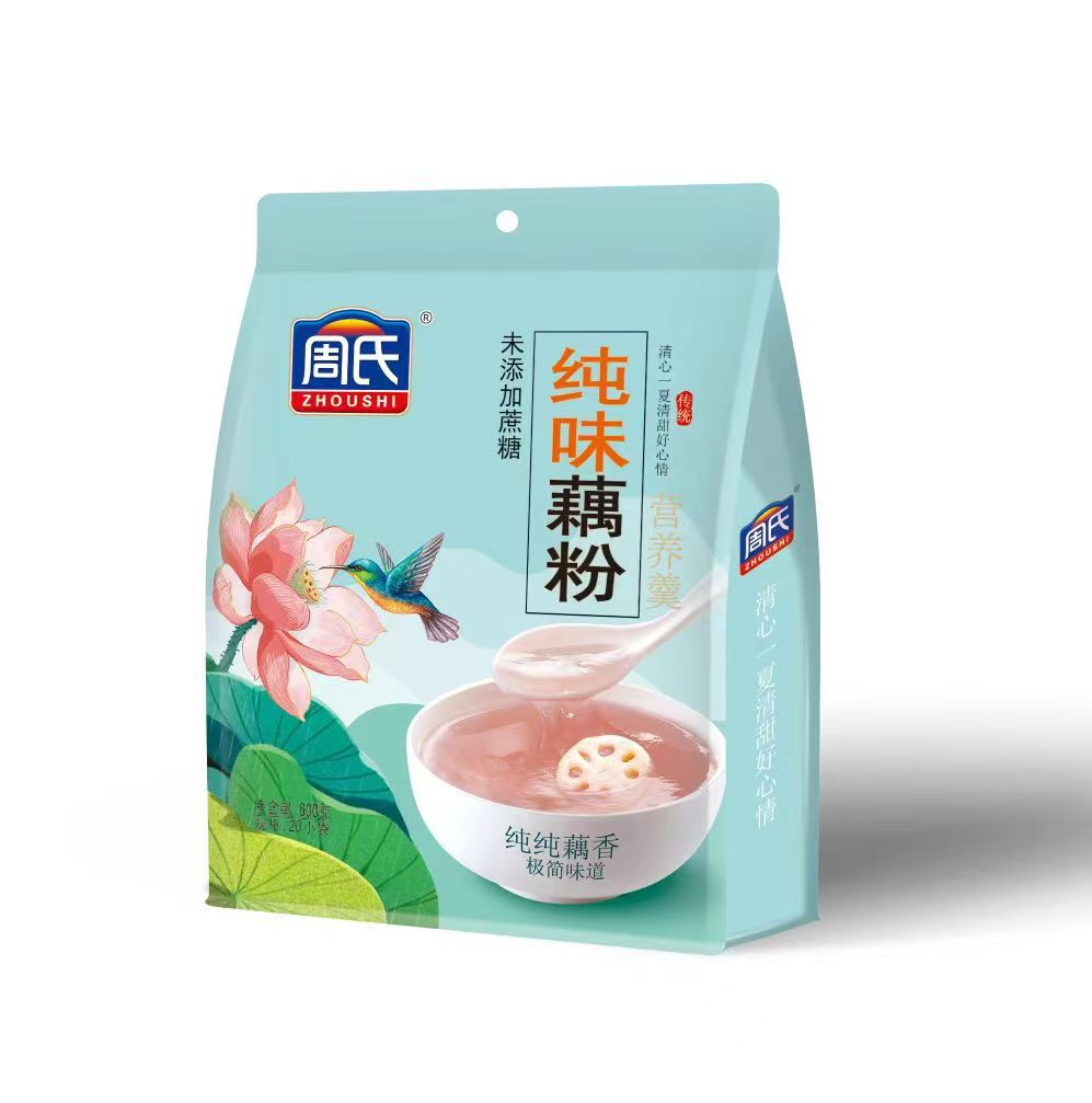 周氏纯味藕粉600克袋装未添加蔗糖莲藕粉羹红枣莲子冰糖桂花藕粉