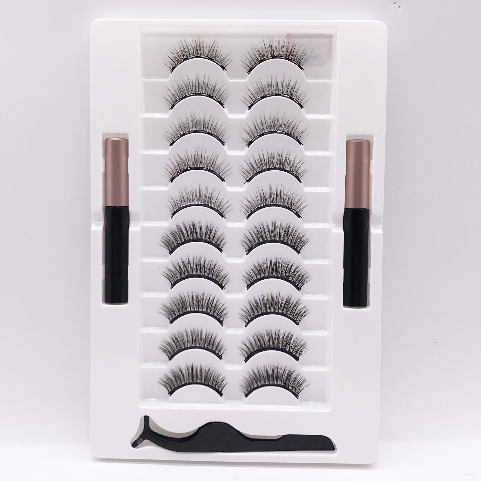 Mixed Ten Pairs Pack Magnet False Eyelashes Set Thick 3D10 Pairs Magnet Eyelash Magnetic Liquid Eyeliner Set