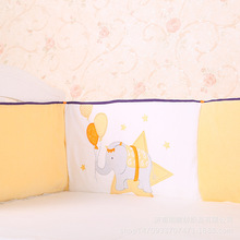 婴儿床围橙色加高大象婴儿床床围婴儿柔软天鹅绒床围婴儿用品床围