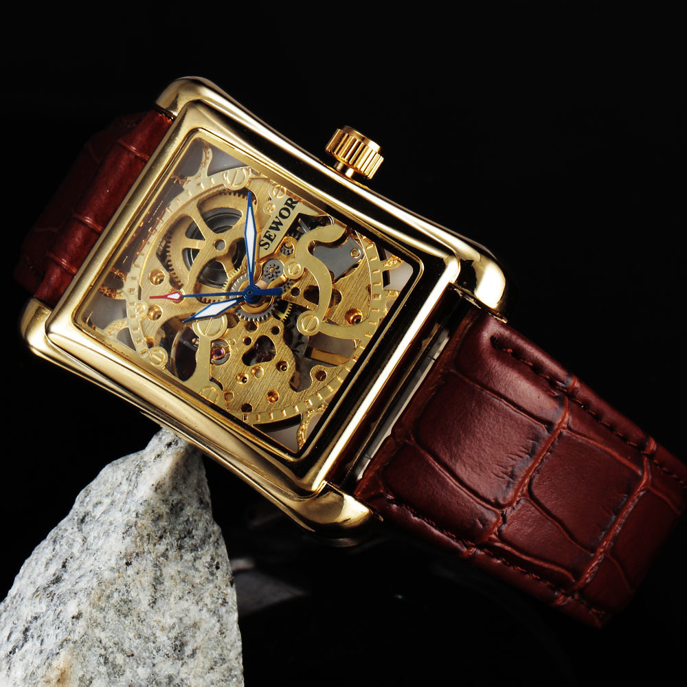 品牌手表速卖通ebay爆款 sewor镂空男士机械表 时尚方形腕表-阿里巴巴