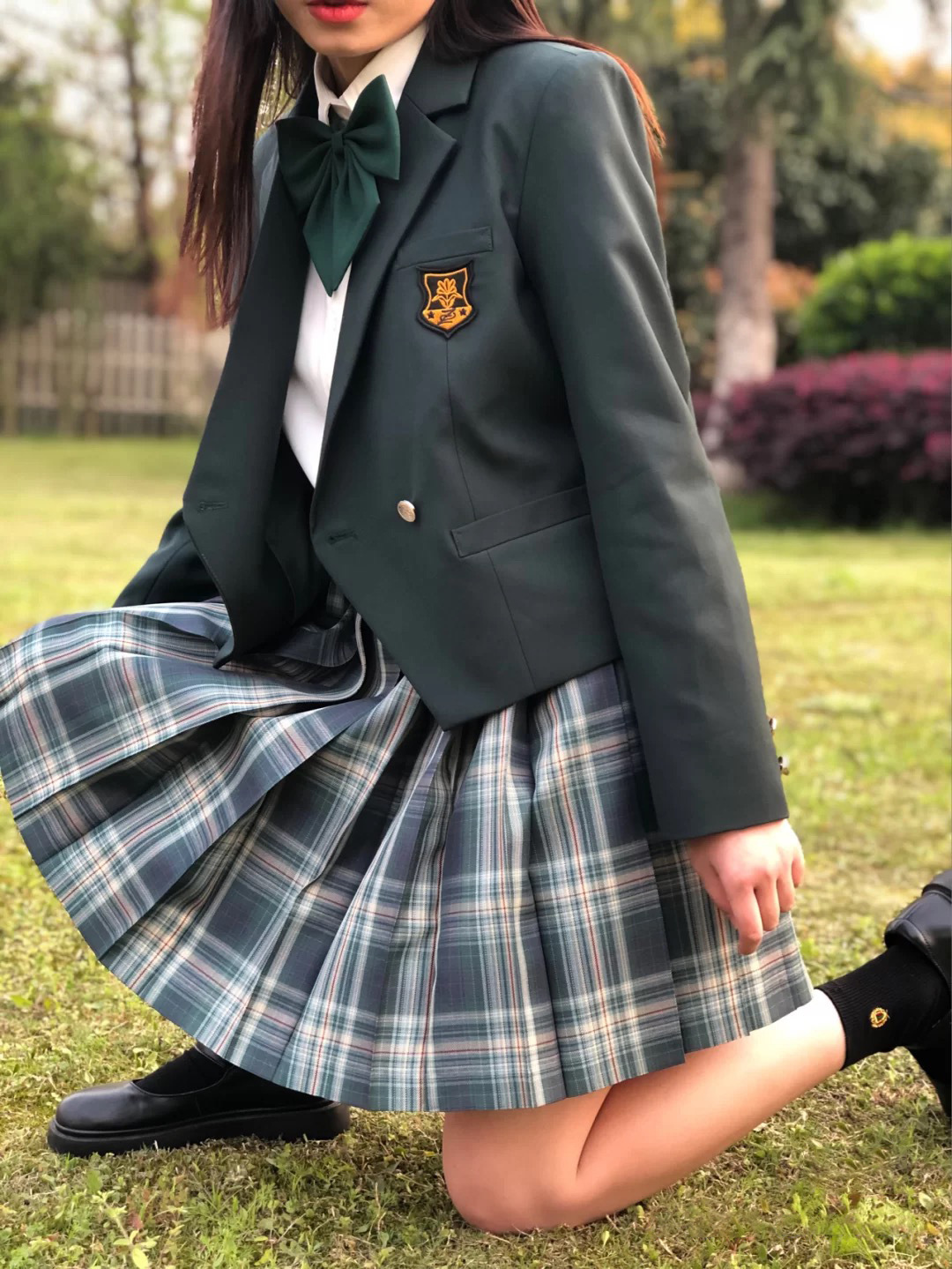 日系学院高腰格子森林来信格裙jk制服裙半身百褶百折春夏学生校服