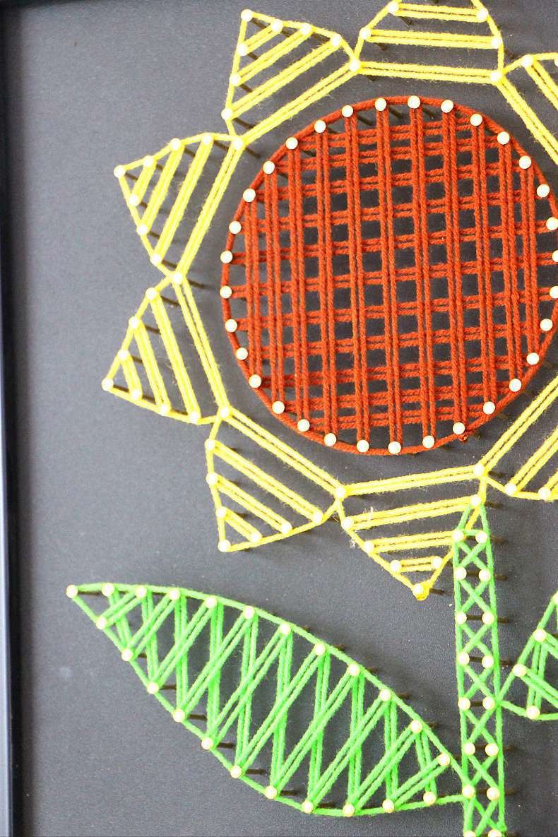 向日葵 钉子绕线画diy材料成品 毛线缠绕画手工课装饰画纱线弦丝