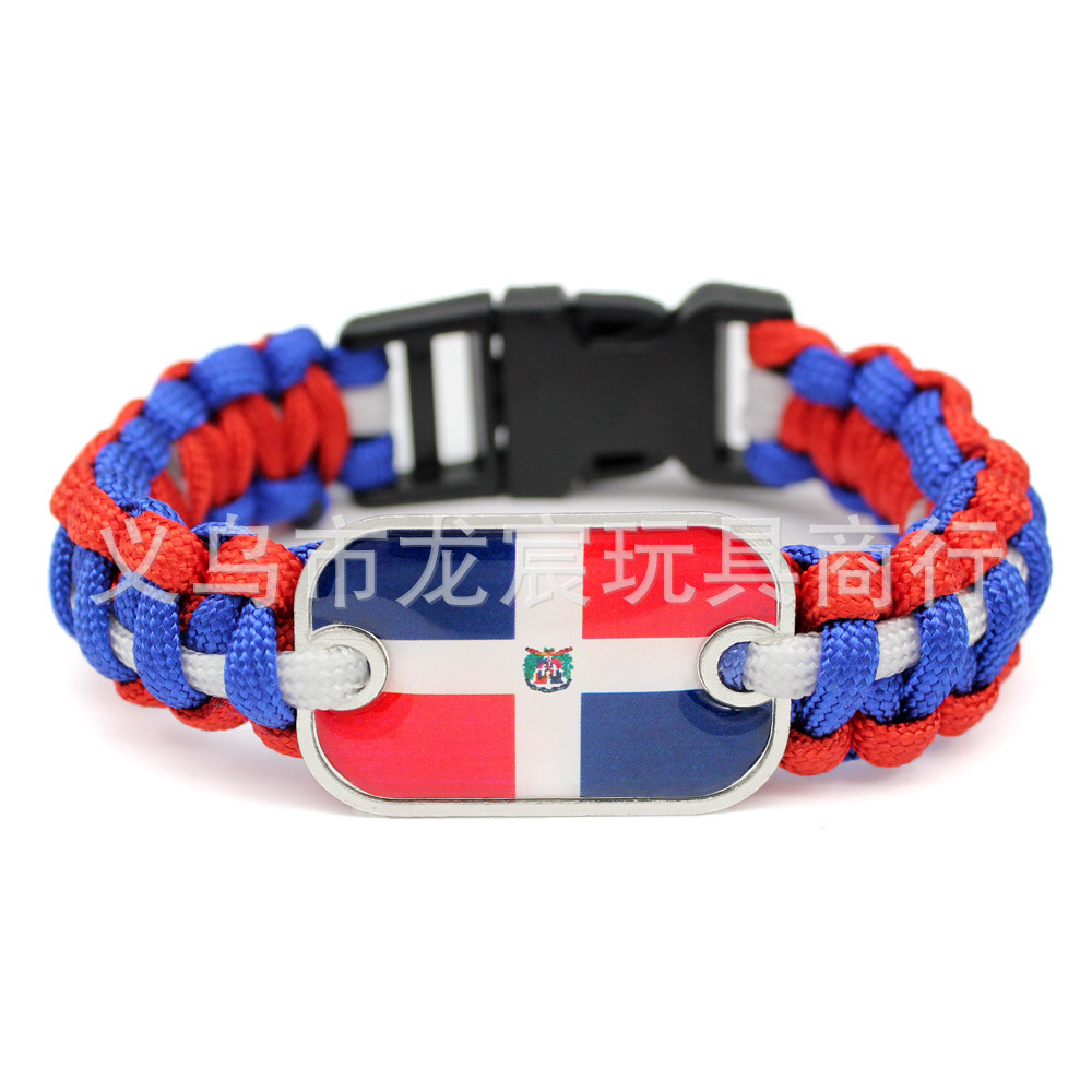 Supply National Flag Bracelet Spain Bracelet National Flag Parachute Cord Woven Bracelet Outdoor Life-Saving Bracelet