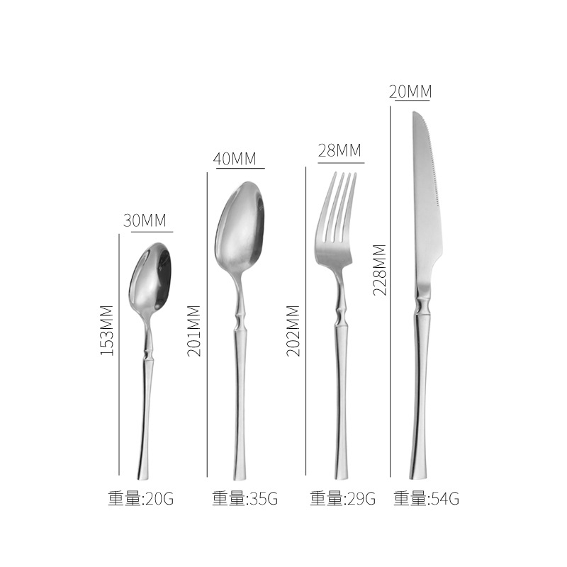 Ins Stainless Steel Knife, Fork and Spoon Thin Small Waist Western Tableware Cross-Border Steak Knife, Fork and Coffee Spoon Gift Box Set