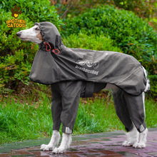 亚马逊新款宠物雨衣 可调节狗雨衣全包中大型犬压胶四脚连帽雨披