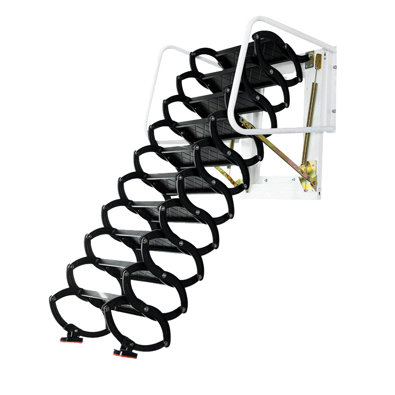 批发阁楼电动壁挂伸缩楼梯靠墙壁挂式家用收缩梯子折叠升降拉伸伸