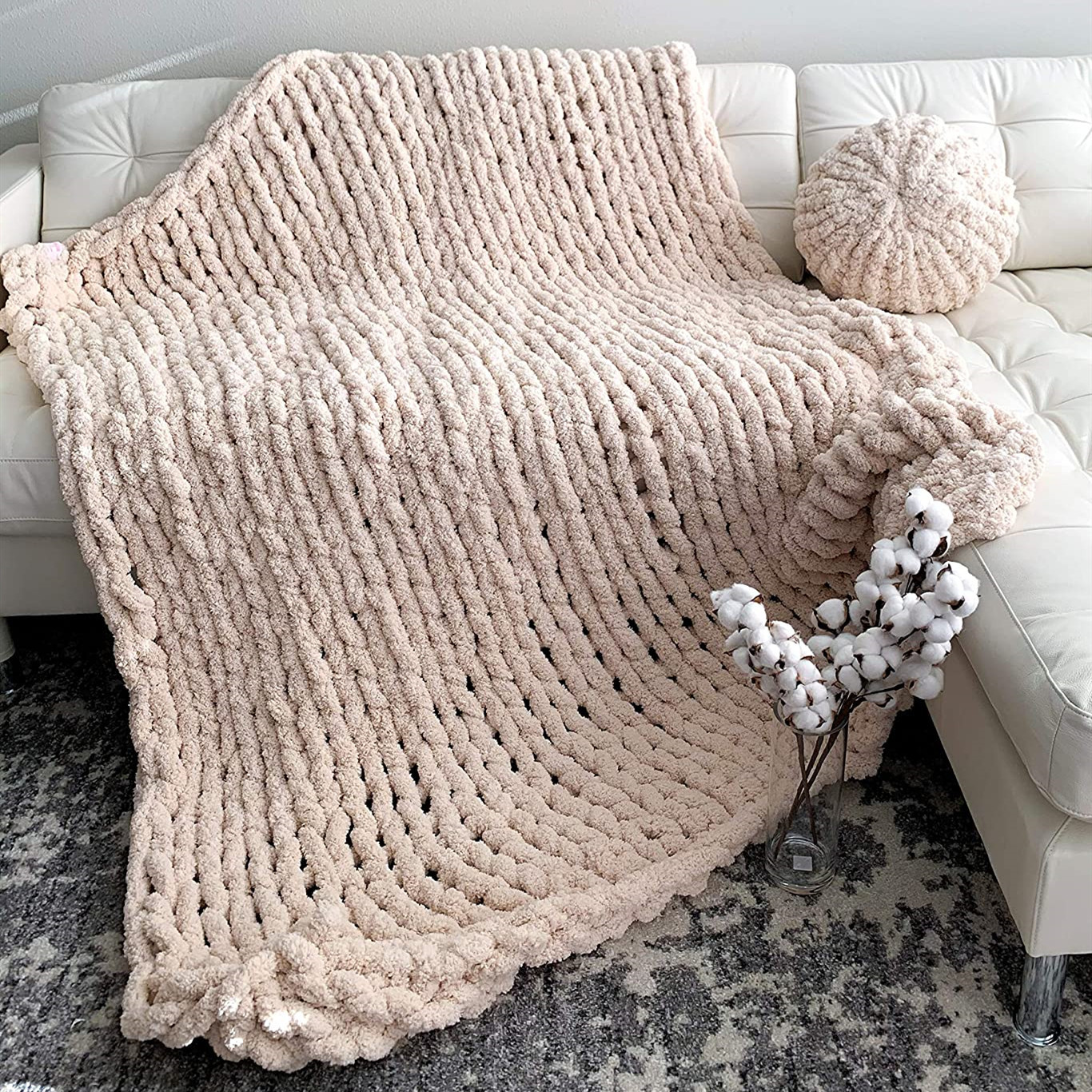 ins欧式手工粗毛线编织抱枕跨境新款球形沙发枕靠枕圆形蒲团