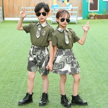 儿童迷彩服套装纯棉短袖长裤特种兵军训宝宝幼儿演出男女童时尚裙