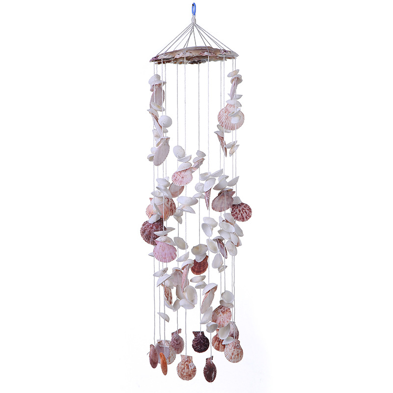 Factory Direct Sales Crafts Natural Marine Shell Double Dragon Wind Chimes Birthday Gift Balcony Room Hanging Door Decoration