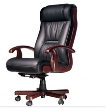 广东热卖牛皮老板办公椅升降大班椅舒适护腰电脑椅实木扶手会议椅