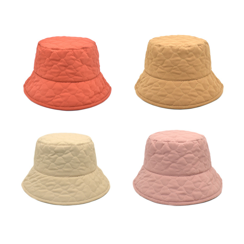 New Autumn and Winter down Cotton Rhombus Bucket Hat Men's and Women's Same Warm Korean Style Fashion Bucket Hat Net Red Face Small