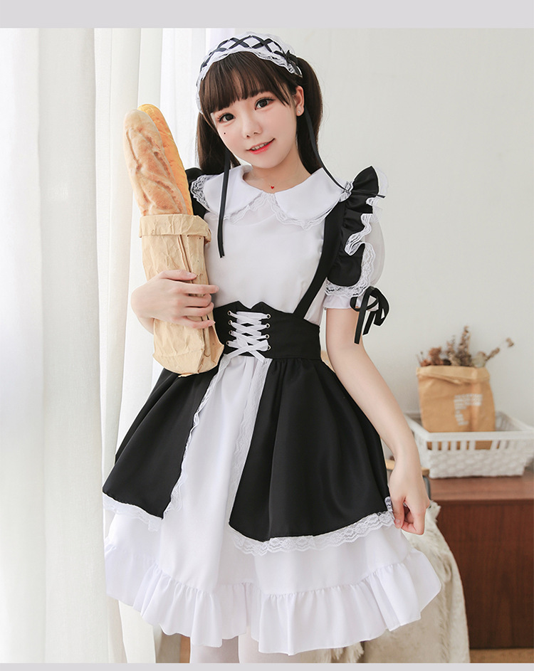 日系lolita黑白女仆装 洛丽塔洋装 女装大佬连衣裙欧码万圣服