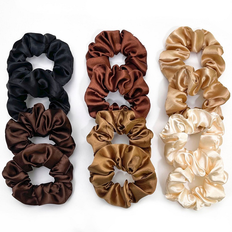 Cross-Border European and American Satin Pork Intestine Hair Band Foreign Trade Hairtie Headdress Flower Amazon Rubber Band Hair Ring Hair Accessories Wholesale