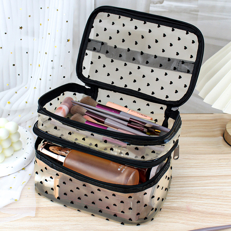 foreign trade cosmetic bag double layer mesh cosmetic bag cosmetic bag travel portable toiletry bag breathable cosmetic storage bag