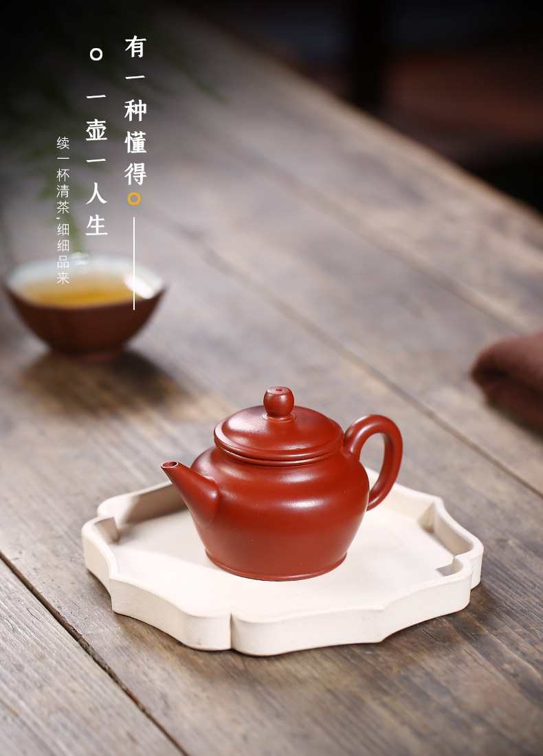 宜兴紫砂壶小号茶具李海燕大红袍茶壶剑流水平壶雨中砂一件代发货