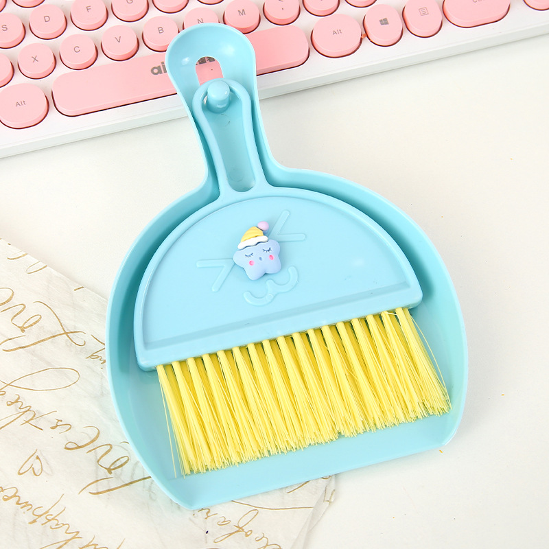 Cute Home Desktop Mini Broom Keyboard Cleaning Brush Small Size with Dustpan Small Broom Suit Computer Sundries Brush