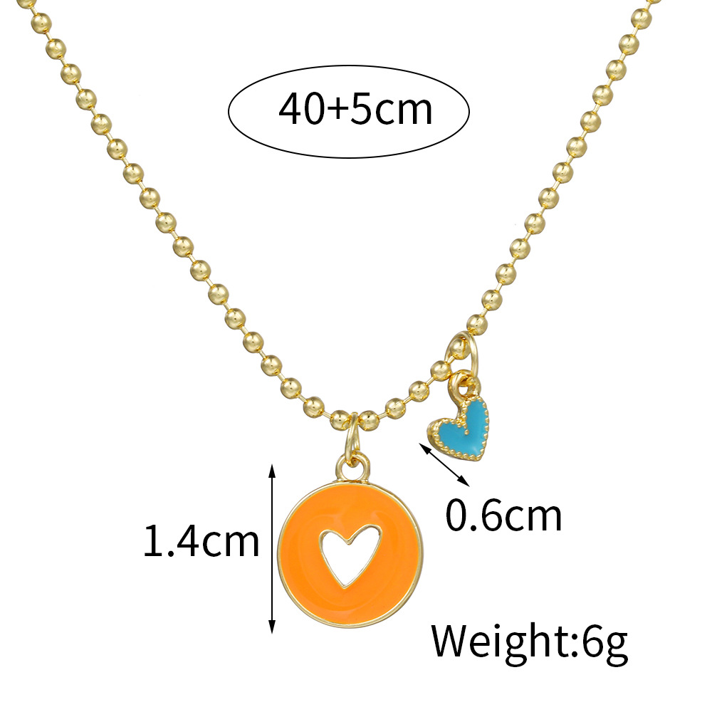 Cross-Border New Arrival round Hollow Love Dripping Oil Couple Necklace Simple Versatile Personality Ins Online Influencer Necklace Pieces