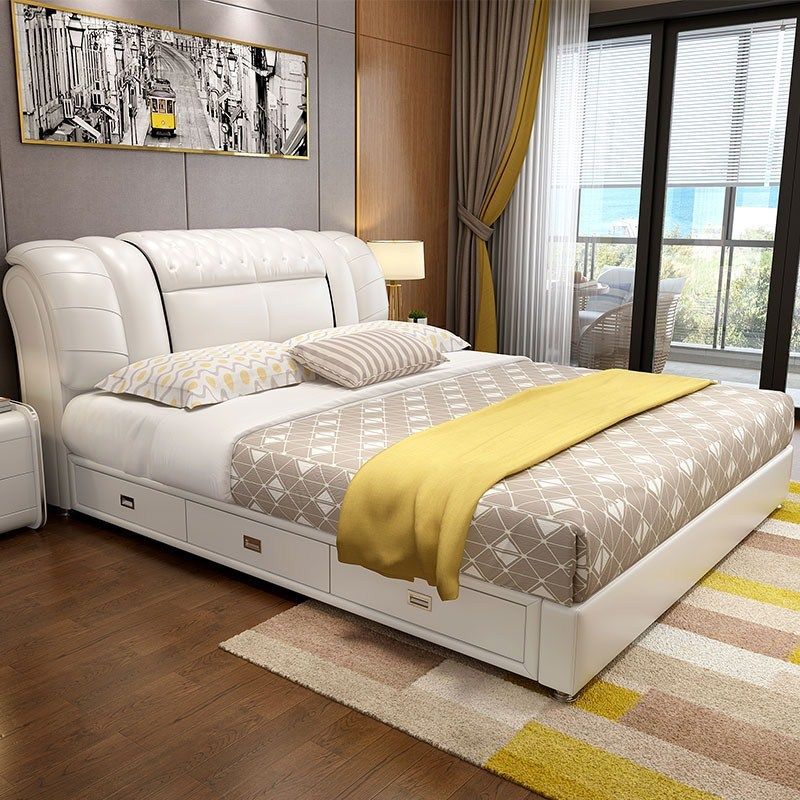 皮床床床1.8米双人床成人主卧2米2.2米软床现代简约1.5米小户型床