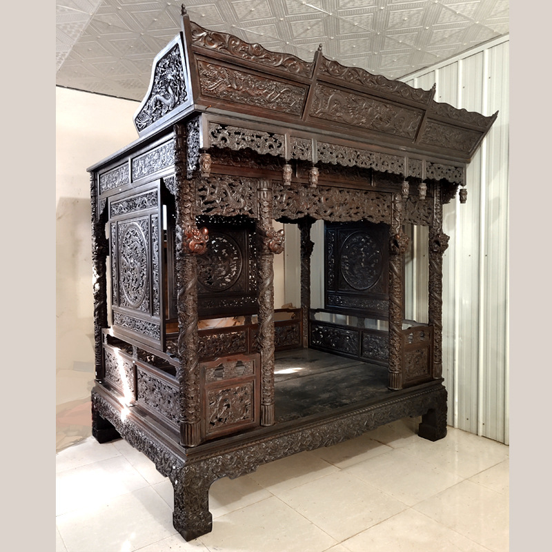拔步旧床花梨木架子床做踏步明清中式龙床婚床新中式宫廷仿古实木