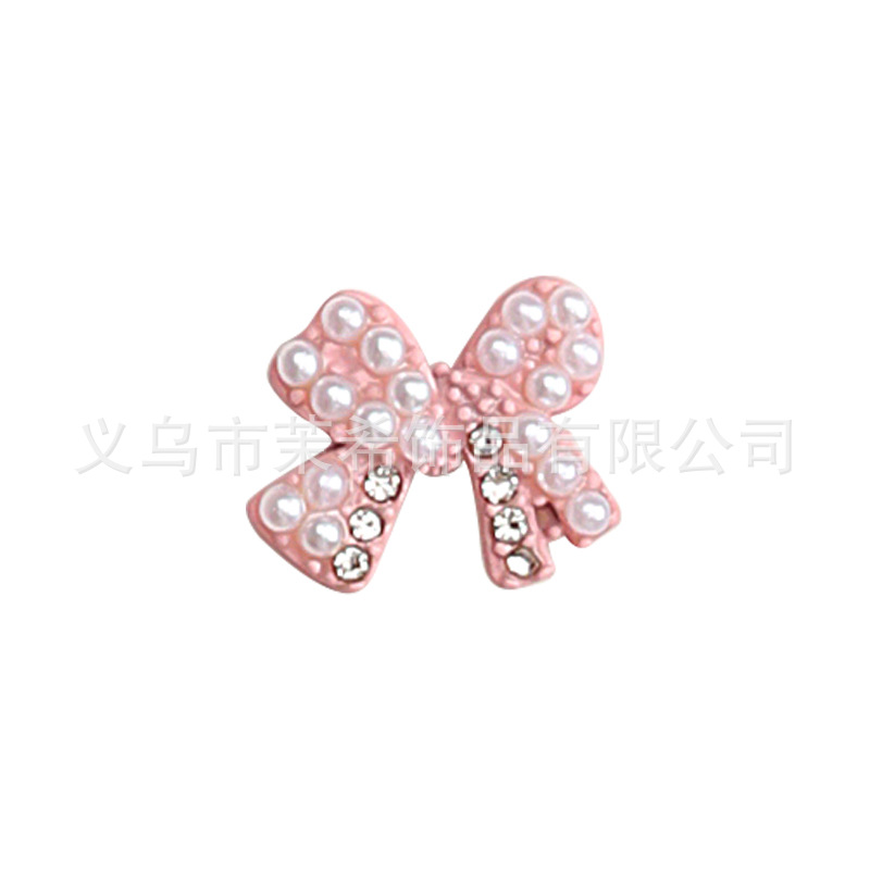 Pink Cream Cake Pink Cute Bow Nail Ornament Frosted Texture Painted Pink Butterfly Manicures Decoration