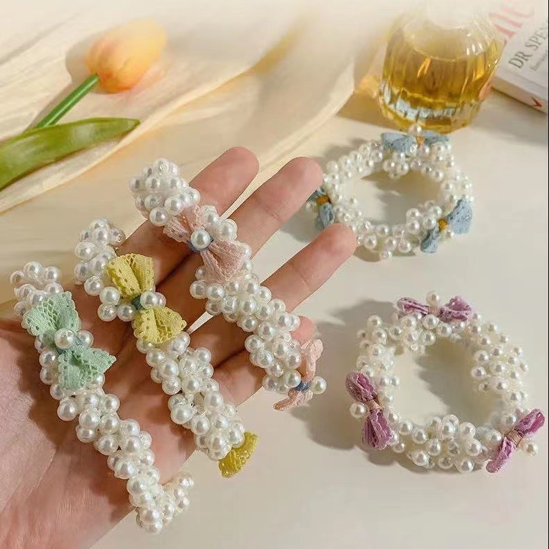 韩版珍珠头绳手工串珠发圈超仙气质款网红少女手链两用发绳发饰女