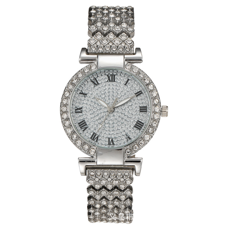 一件代发直播爆款满钻女士手表 跨境女表手链聚宝盆女款石英手表