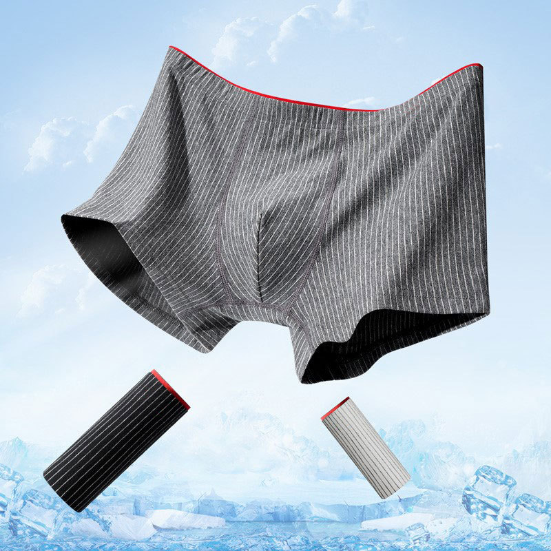 Men's Purified Cotton Underwear Yarn-Dyed Striped High Elastic Men's Boxer Shorts Youth Loose Boxer Briefs Underpants