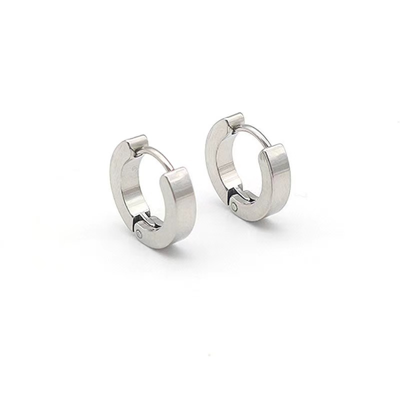 Trendy Best-Selling Hip Hop Ins Titanium Steel Earrings Glossy Men Simple Women Piercing Ear Clip Ornament in Stock Wholesale