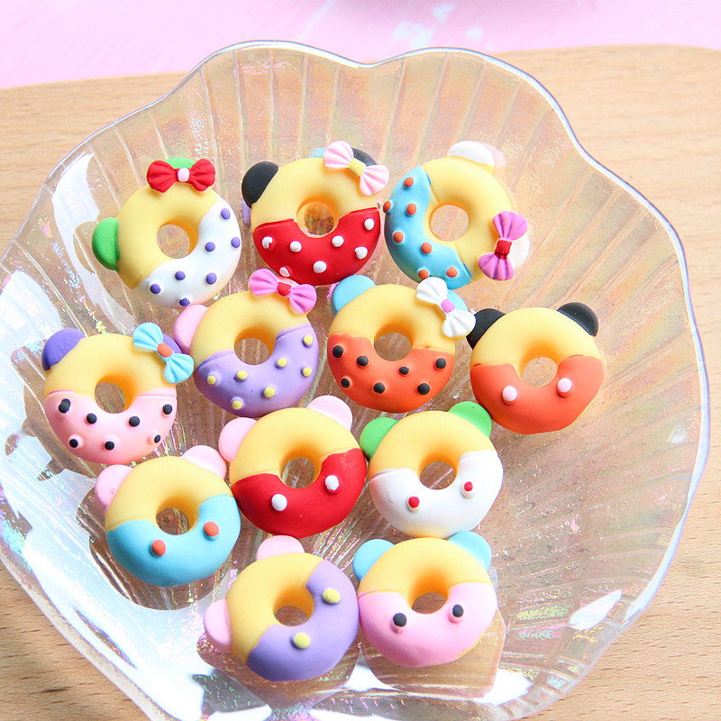 新款哑光米奇米妮甜甜圈树脂食玩配件 diy手机壳收纳盒饰品配件