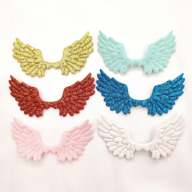 毛绒双面天使翅膀蛋糕插牌 diy手工头饰发夹围巾帽子服装辅料材料