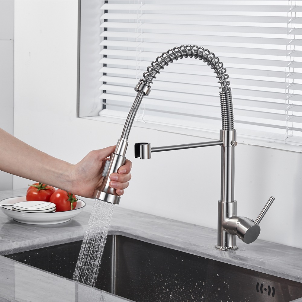 Cross-Border Supply Spring Pull Hot and Cold Mixed Water Multifunctional Kitchen Faucet Vegetable Basin Sink Faucet Bathroom Water Tap